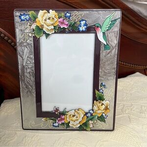 GWI Glass Picture Frame With Painted Flower Design For 4x6 Photo